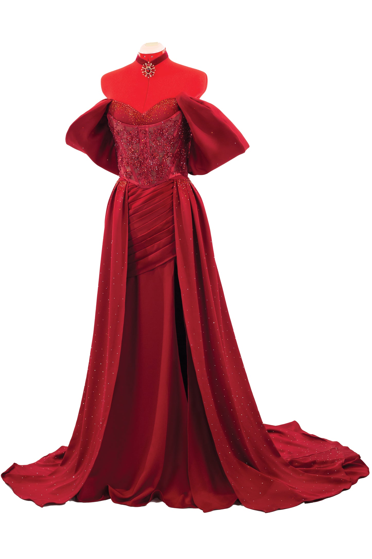 Cecilia - Night red dress with Swarovski Crystal