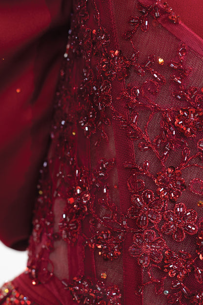 Cecilia - Night red dress with Swarovski Crystal