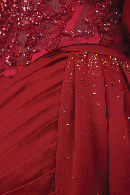 Cecilia - Night red dress with Swarovski Crystal