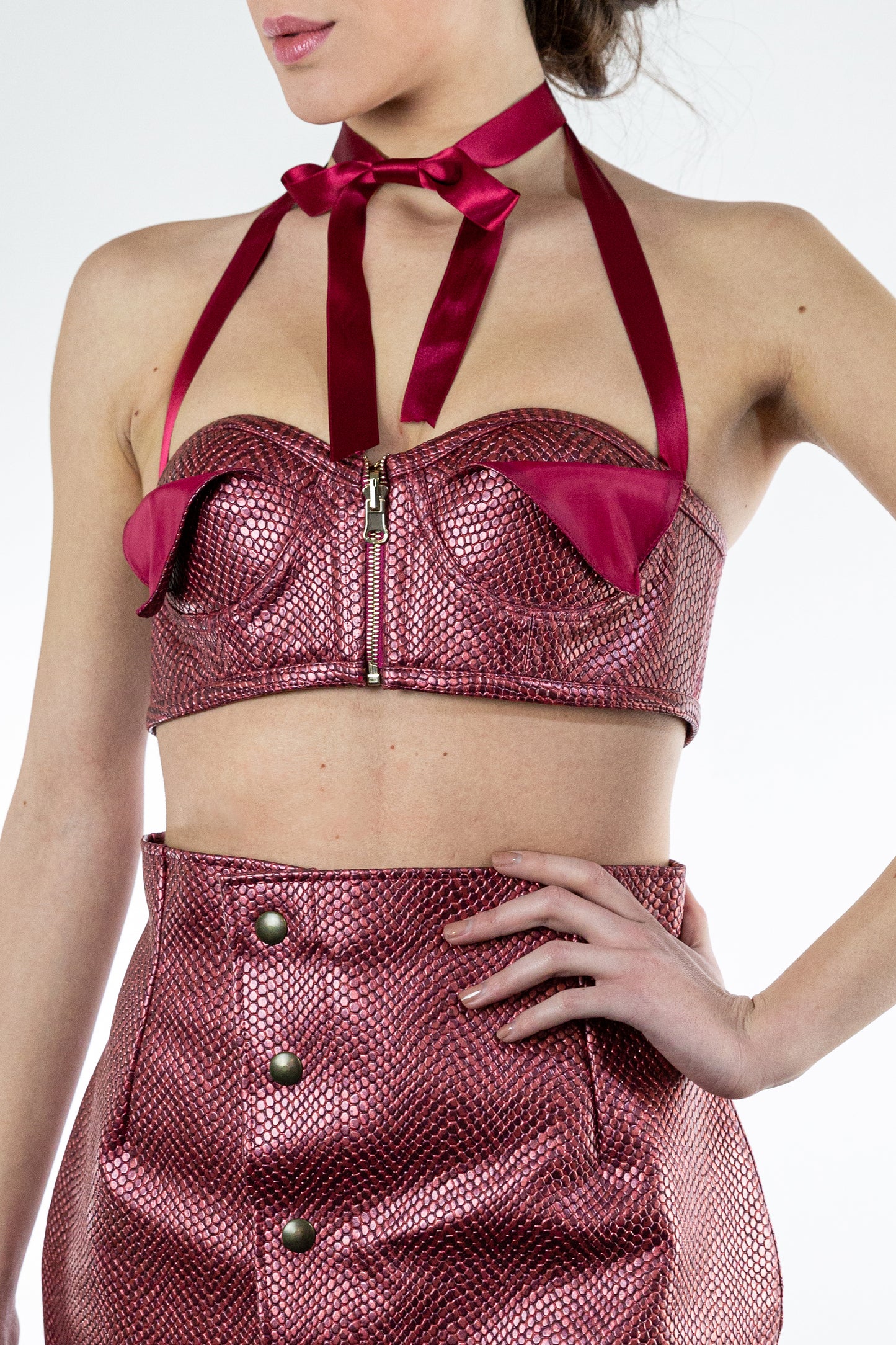 Miley Corset - Crop Top in ecopelle