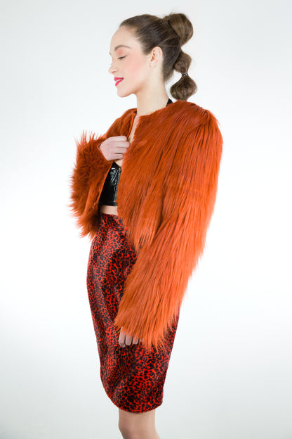 Soft Long-Haired Faux Fur  Orange - Groupie -