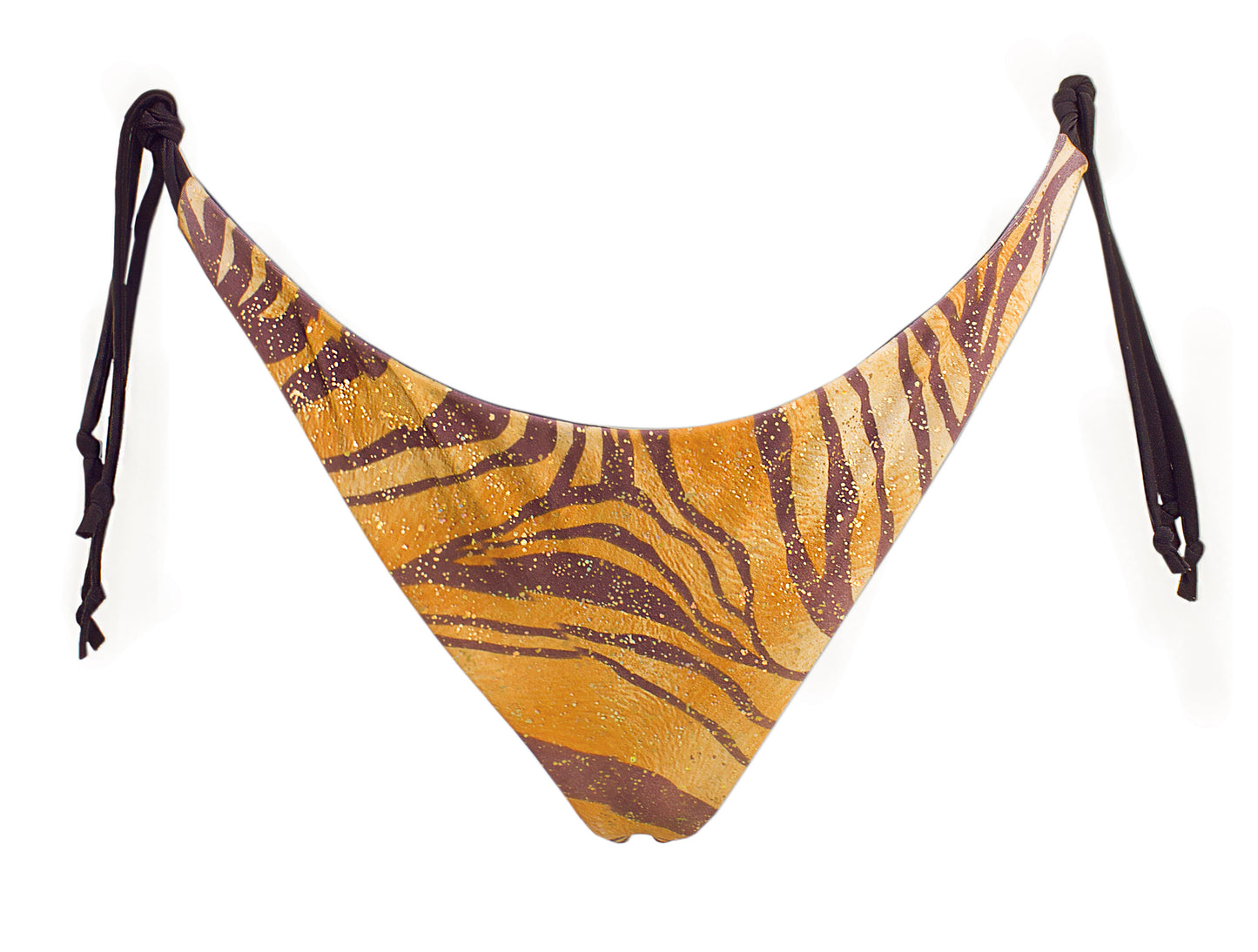 Nude effect thong with glitter animal print